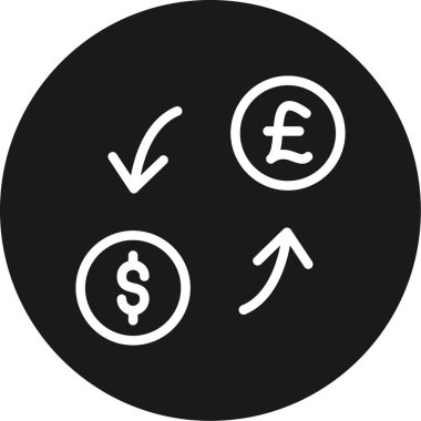 Para Takas Satırı Çemberi BG Simgesi, Basit Tasarımlı Vektör Resimleri