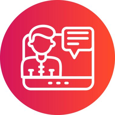 Sanal Satır Asistanı Gradyan Çemberi Simgesi, Basit Tasarımlı Vektör Resimleri