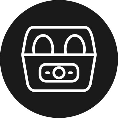 Yumurta Pişirme Çizgisi Çemberi BG Simgesi, Basit Tasarımlı Vektör Resimleri