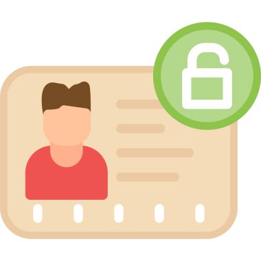 Kimlik Güvenliği Düz Simgesi, Basit Tasarımlı Vektör İllüstrasyonu