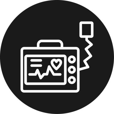 Defibrilatör Çizgisi Çemberi BG Simgesi, Basit Tasarımlı Vektör Resimleri