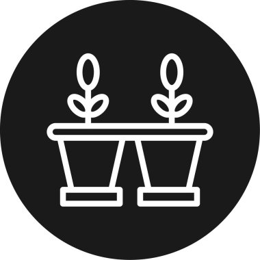 Bitki Seedling Çizgisi Çemberi BG Simgesi, Basit Tasarımlı Vektör Resimleri