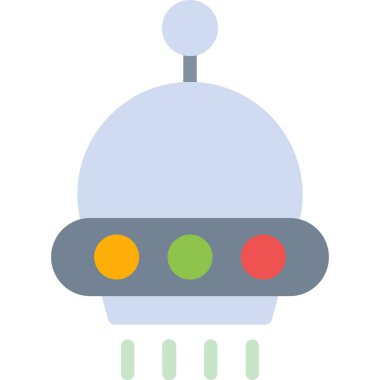 Basit Tasarımlı UFO Düz Simgesi, Vektör İllüstrasyonu