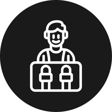 Basın toplantısı Satır Çemberi BG Simgesi, Basit Tasarımlı Vektör İllüstrasyonu