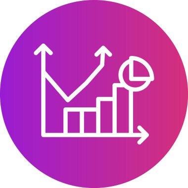 Veri Eğilimleri Çizgisi Gradyan Çemberi Simgesi, Basit Tasarımlı Vektör Resimleri