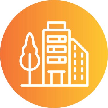 Modern Ev Çizgisi Gradyan Çemberi Simgesi, Basit Tasarımlı Vektör Resimleri