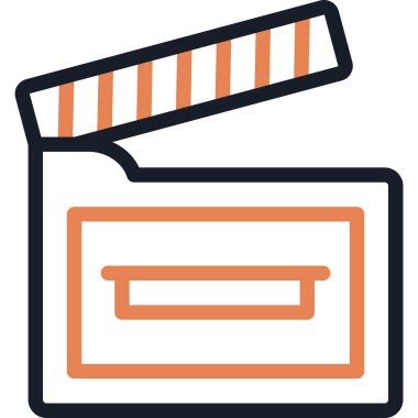 Film Stüdyosu Logo Çizgisi Simgesi, Basit Tasarımlı Vektör Resimleri