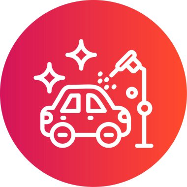 Basınçlı yıkama hattı olan araba Gradyan Çember Simgesi, Basit Tasarımlı Vektör İllüstrasyonu