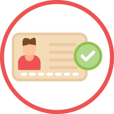 Kimlik Doğrulama Düz Simgesi, Basit Tasarımlı Vektör Resimleri