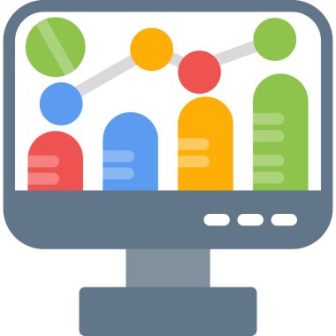 Sosyal Medya Analiz Düz Simgesi, Basit Tasarımlı Vektör İllüstrasyonu