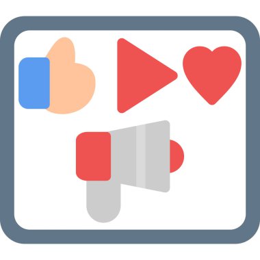 Sosyal Medya Araçları Düz Simgesi, Basit Tasarımlı Vektör İllüstrasyonu