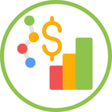 İş Kârı Düz Simgesi, Basit Tasarımlı Vektör İllüstrasyonu