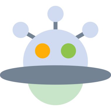 UFO Komplo Düz Simgesi, Basit Tasarımlı Vektör İllüzyonu