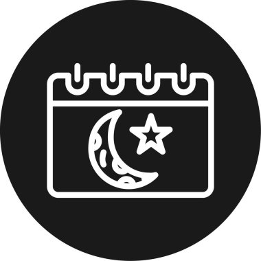 İslami Takvim Çizgisi Çemberi BG Simgesi, Basit Tasarımlı Vektör Resimleri