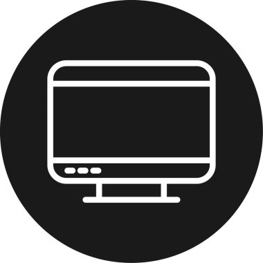 Akıllı TV Çizgisi Çemberi BG Simgesi, Basit Tasarımlı Vektör Resimleri