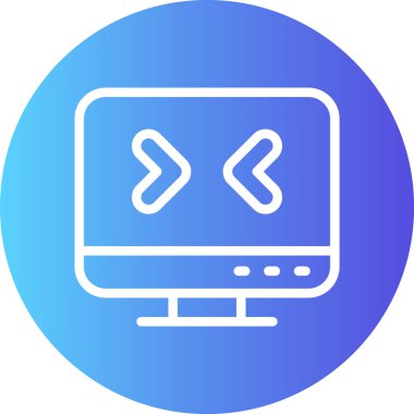 Uzak Masaüstü Satırı Gradyan Çemberi Simgesi, Basit Tasarımlı Vektör Resimleri