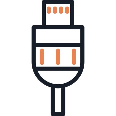 Şimşek Kablo Çizgisi Simgesi, Basit Tasarımlı Vektör Resimleri