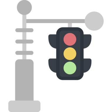 Trafik Işığı Düz Simgesi, Basit Tasarımlı Vektör Resimleri