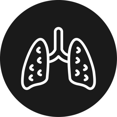 Solunum Sistemi Çizgisi Çemberi BG Simgesi, Basit Tasarımlı Vektör Resimleri