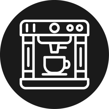Espresso Makine Satırı Çemberi BG Simgesi, Basit Tasarımlı Vektör Resimleri