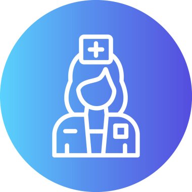 Hemşire Çizgisi Gradyan Çemberi Simgesi, Basit Tasarımlı Vektör İllüzyonu