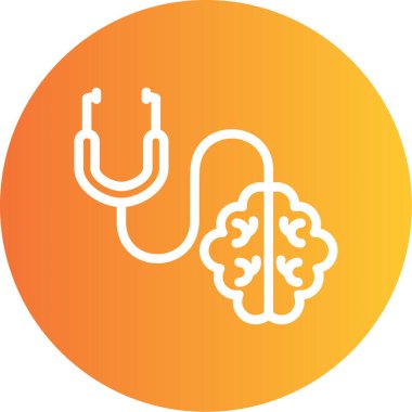 Nöroloji Çizgisi Gradyan Çemberi Simgesi, Basit Tasarımlı Vektör İllüstrasyonu