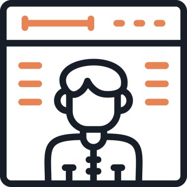 Kullanıcı Kişi Satırı Bitiş Simgesi, Basit Tasarımlı Vektör İllüstrasyonu