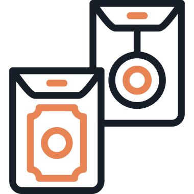 Kırmızı Zarf Satırı Simge Ögesi, Basit Tasarımlı Vektör İllüstrasyonu