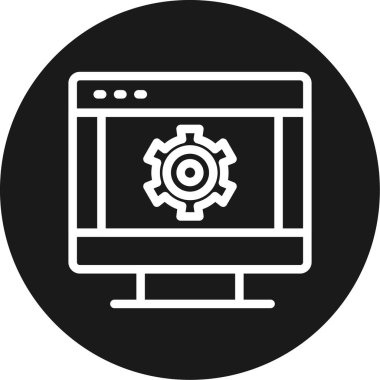 Yazılım Geliştirme Çizgisi Çemberi BG Simgesi, Basit Tasarımlı Vektör Resimleri