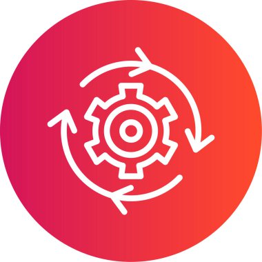 İş Süreç Çizgisi Gradyan Çemberi Simgesi, Basit Tasarımlı Vektör İllüstrasyonu