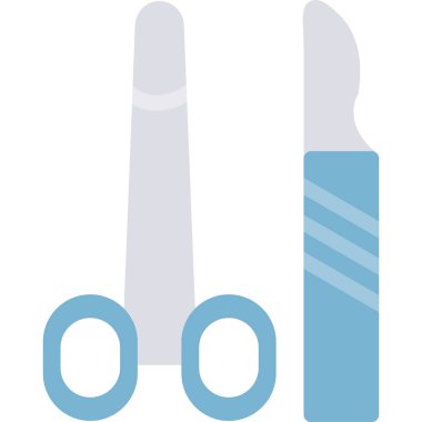 Cerrahi Enstrüman Düz Simgesi, Basit Tasarımlı Vektör İllüstrasyonu