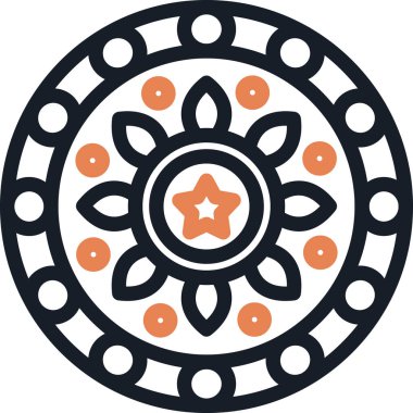 Mandala Satırı Simgesi, Basit Tasarımlı Vektör Resimleri