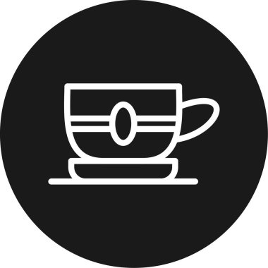 Morning Coffee Line Circle BG Simgesi, Basit Tasarımlı Vektör İllüzyonu