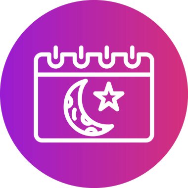 İslami Takvim Çizgisi Gradyan Çemberi Simgesi, Basit Tasarımlı Vektör Resimleri