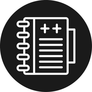 Medikal Kitap Çizgisi Çemberi BG Simgesi, Basit Tasarımlı Vektör İllüzyonu