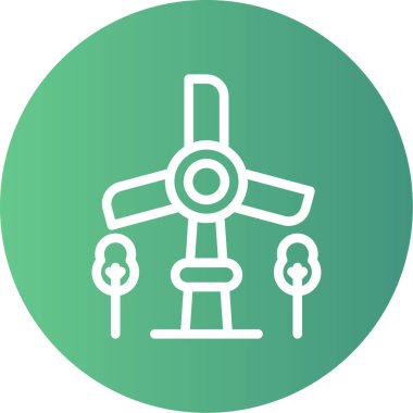 Rüzgar Türbini Çizgisi Gradyan Çemberi Simgesi, Basit Tasarımlı Vektör Resimleri