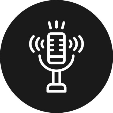 Podcast Satırı Çemberi BG Simgesi, Basit Tasarımlı Vektör Resimleri