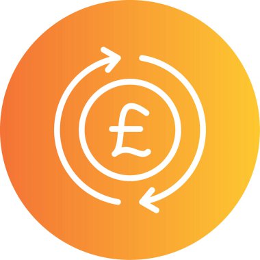 Cash Flow Line Gradyan Çemberi Simgesi, Basit Tasarımlı Vektör Resimleri