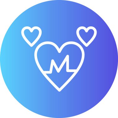 Kalp Çizgisi Gradyan Çemberi Simgesi, Basit Tasarımlı Vektör Resimleri