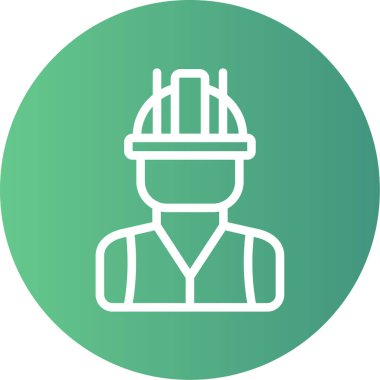 İnşaat İşçi Hattı Gradyan Çemberi Simgesi, Basit Tasarımlı Vektör Resimleri