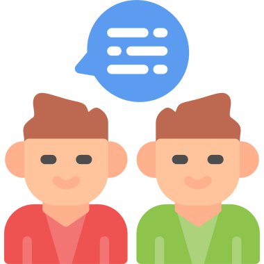 Tartışma Düz Simgesi, Basit Tasarımlı Vektör İllüstrasyonu