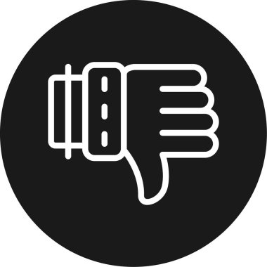 Başparmaklar Aşağı Satır Çember BG Simgesi, Basit Tasarımlı Vektör Resimleri