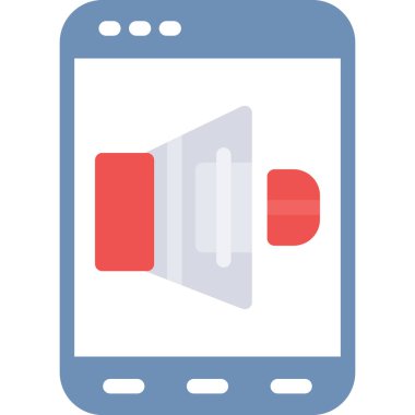 Bildirim Tonu Düz Simgesi, Basit Tasarımlı Vektör İllüstrasyonu