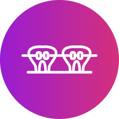 Diş telleri Çizgisi Gradyan Çemberi Simgesi, Basit Tasarımlı Vektör Resimleri