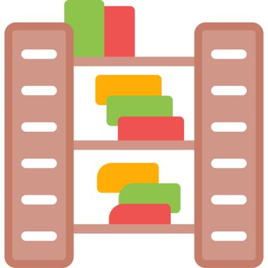 Yatak odası Kitaplığı Düz Simgesi, Basit Tasarımlı Vektör Resimleri