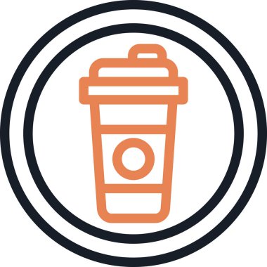 Kahve Dükkanı İşaret Çizgisi Simgesi, Basit Tasarımlı Vektör İllüzyonu