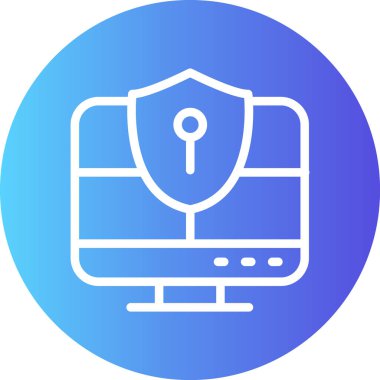 Güvenlik Kilidi Çizgisi Gradyan Çemberi Simgesi, Basit Tasarımlı Vektör Resimleri