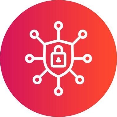 Ağ Güvenliği Çizgisi Gradyan Çemberi Simgesi, Basit Tasarımlı Vektör Resimleri