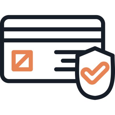 Güvenli Ödeme Çizgisi Simgesi, Basit Tasarımlı Vektör Resimleri