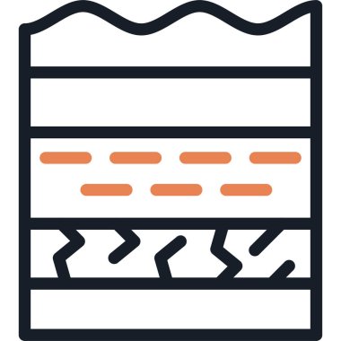 Stratigraphy Layers Line Due Icon, Vector Illustration With Simple Design